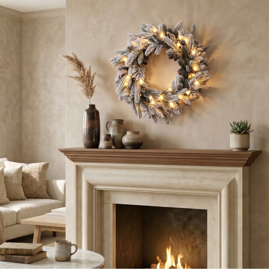 Vánoční věnec Zasněžený 50 LED 60 cm - produktová galerie
